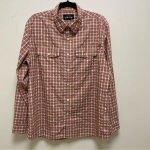 Orvis Men’s Large Sedona Red Plaid Lightweight Fishing Long Sleeve Button Down